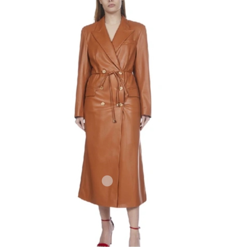 Nanushka Manila Vegan Leather Trench Coat In Brown